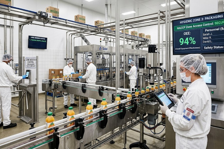 Food Beverage Industry RTLS Safety Tracking - Hygiene Zone Worker Monitoring